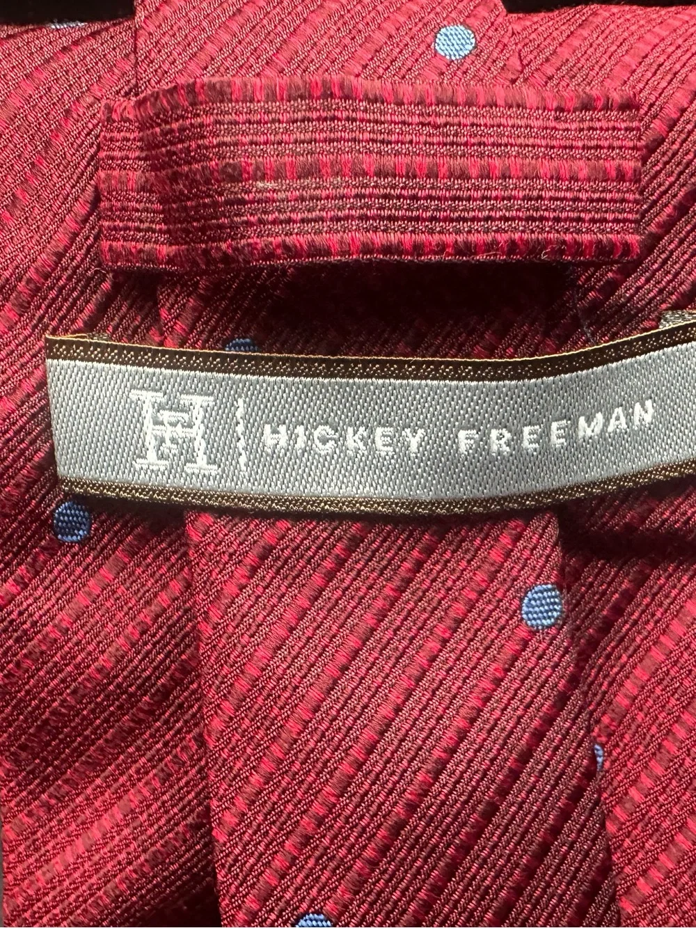 Hickey Freeman — Cranberry & Periwinkle Dot Silk Tie